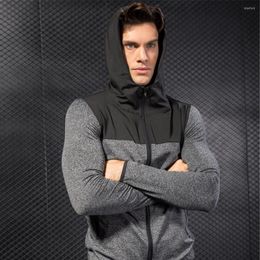 Men's T Shirts 2023 Mens Shirt Compression T-Shirt Fitness Fashion Bodybuilding Sweashirts Workout Long Sleeve With Caps Full Tops For Male