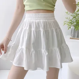 Skirts Pleated Skirt Women Student White A-Line High Waisted Elastic Basic Girls' Mini Summer Fashion Clothing