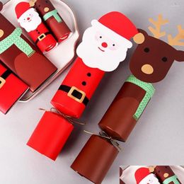 Gift Wrap Gift Wrap 10Pcs Candy Shaped Box Christmas Deer Santa Claus Favor Boxes Cake Cartoon Packaging Bag Xmas Year Party Supplies Dhjze