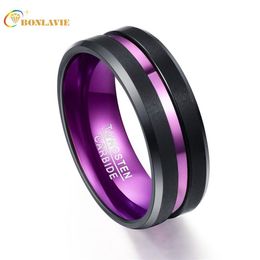 Purple Inner Ring Scrub Groove Men Rings Tungsten Carbide Anillos Para Hombres Male Fashion Jewellery Drop J190625262b