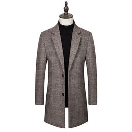 Men's Wool Autumn And Winter Men's Woolen Coat Mid-Long Trench Coat Classic Solid Color Printing Plus Cotton thickening Jacket S-4XL 231101