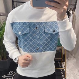 Men's Hoodies Contrast Color Stitching Sweatshirts Men High Quality 2023 Fall Mens Long Sleeve Sweater Sweat Homme Black White