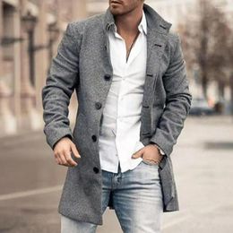 Cappotto da uomo elegante in lana da uomo a maniche lunghe, adatto per tutti gli abbinamenti Autunno Inverno Trench spesso resistente al freddo