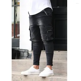 Men's Jeans 2023 High Quality Multi-pocket Stretch Zipper Decorative Workwear Skinny Men