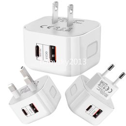 Dual Ports Type c PD USb-C Charger 20W Wall Chargers Fast Quick Charging AC Home Travel Power Adapters For IPhone 12 13 14 Samsung S20 S21 NOte 20 htc b1