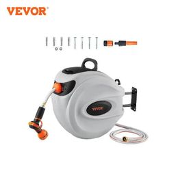 Garden Hoses VEVOR Retractable Hose Reel 180° Swivel Bracket WallMounted Water with 9Pattern Nozzle Automatic Rewind 231102