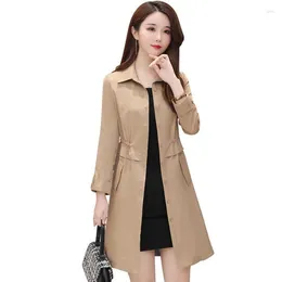 Women's Trench Coats Jacket Spring Autumn Nice Hooded Casual Windbreaker Female Thin Coat Mid-length All-match Loose Outerwear Women