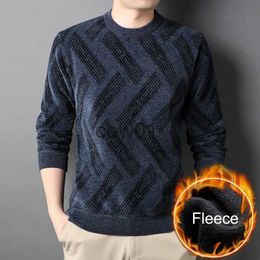 Men's Sweaters New Fleece Sweater for Men Long Sleeve Pullover Winter and Autumn Clothing Warm Thick Sweaters Loose Knitted Solid Knitwear J231102