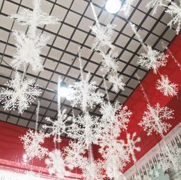 Christmas Decorations 30pcs 11cm White Plastic Snowflakes Xmas Tree Window Decoration Ornaments Artificial