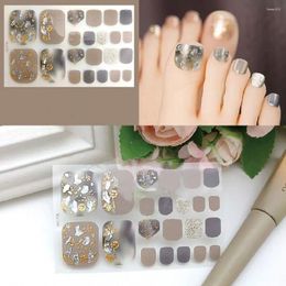 Nail Stickers Women Girls Waterproof Full Cover False Nails Stripe Toe Manicure Decals Fresh Style Foot Decorations