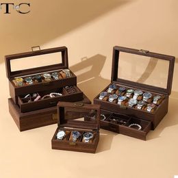 Watch Boxes Cases Vintage Wood Leather Soft Pillow Box Jewelry Storage Double Layer Collection 231101