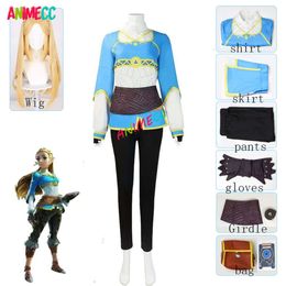 ANIMECC Princess Zelda Breath Wild the Legend of Cosplay Wig Costume Outfit Adult Child Sizes Halloween Clothing cosplay