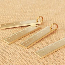 Keychains 6cm Small Copper Ruler Keychain Brass Key Ring Number Plate Pendant Gold Color Women Men Accessories Gifts Keyring