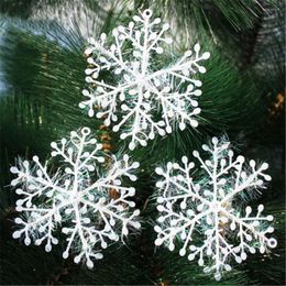 Christmas Decorations Kits White Snowflake Tree Charms Holiday Party Festival Ornaments Decor Bulk Snow Decoration