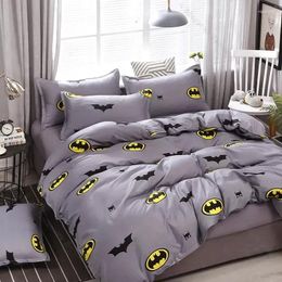 Bedding Sets High Quality Set Bat-man Pattern Bed Linings Duvet Cover Sheet Pillowcases For 1.2/1.5/1.8/2/2.2m