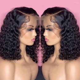 13x4 13X6 Deep Wave Bob Wig Lace Frontal Human Hair 360 Full Wigs For Women Glueless 4X4 Closure