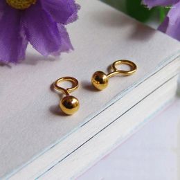 Stud Earrings 999 Real 24K Yellow Gold Women Luck Smooth Bead 1.6-2g 4mmW Beauty