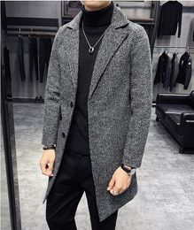 Men's Wool Blends Men Winter Trench Coats Long Jackets Men Slim Fit Casual Wool Blends Business Casual Trench Thicker Warm Long Coats Size S-5XL 231101