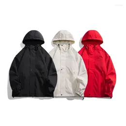 Men's Jackets Autumn Solid Casual Hooded Punching Jacket Men Women Oversized Waterproof Windproof Outdoor Coat Simple Mountaineering