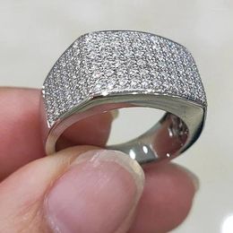 Wedding Rings Huitan Full Bling Iced Out For Women Luxury Silver Colour Crystal Finger Engagement Bands Trendy Jewellery