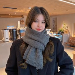 Solid Colour wool scarf female Korean version cute girl autumn winter thick warm knit neck Ring