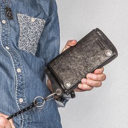 Wallets AETOO Wallet Men's Long Leather Card Holder Multi-card Slot Multi-function Mobile Phone Bag Retro Small Handbag Large C