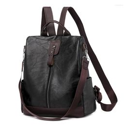 Backpack Cross-border Women's 2023 PU School Bag Retro Leisure Outdoor Travel Anti-theft