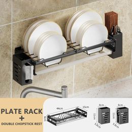 Kitchen Storage Bowl Plate Drying Shelf Portable Organiser Wall-mounted Dish Drainer Rack Shelves Tableware Holder