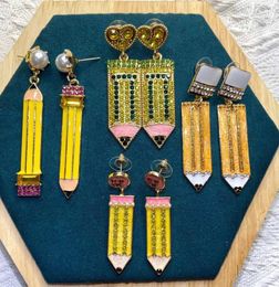 Dangle Earrings Cartoon Rhinestone Pencil Drop For Woman Party Jewellery 2023