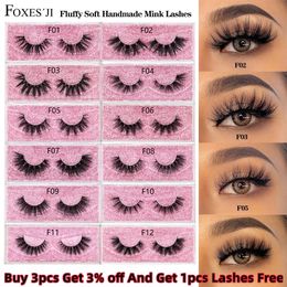 False Eyelashes FOXESJI Mink Lashes Fluffy Dramatic Wispy Fake Cross Lash Extension Natural Soft 3D Makeup 231101