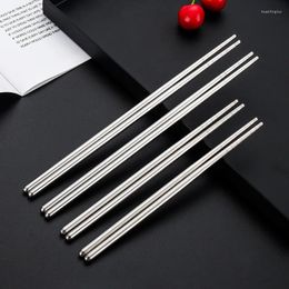 Chopsticks 10 Pairs Stainless Steel Non-Slip Chopstick Metal Sushi Sticks Korean Japanese Chinese