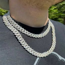 Kaopu Fien Jewellery Thick 14mm Moissanite Prong Cuban Link Chain 925 Silver Iced Pass Diamond Tester Moissanite Chain