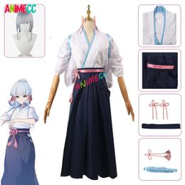 ANIMECC Genshin Impact Ayaka Kamisato Kimono Role Cosplay Costume Wig Woman Kendo Clothing Halloween Costumes for Women cosplay