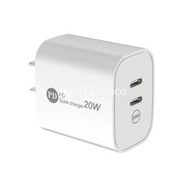 12W PD USB-C Wall Charger Dual USb Ports Type c Power Adapter 2.4A For IPhone Samsung S22 S23 Htc M1