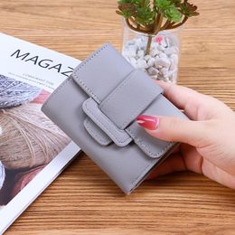 Wallets 2023 Fashion Korean Women Small Cartera Mujer Cute Solid Colour Design Wallet PU Leather Female Short Money Purses