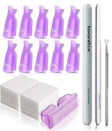 Teenitor Nail Gel Remover Tools Kit with Pink Polish Remover Clips Cuticle Peeler Scraper Gel Nail Brush 115 Pack Nail Wipe Cot3646734