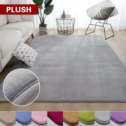 Carpet Plain Thick Coral Velvet Carpet Modern Living Room Area Carpet Modern Bedroom Bedside Rug Tatami Crawling Mat Home Decorate 231101