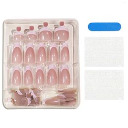 False Nails Pink Manicure & Toenails Full Cover Square Artificial Nail Tips For Shopping Travelling Dating