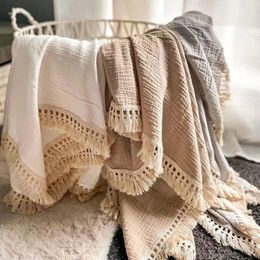 Blankets Swaddling ly born baby tassels receive blankets ly born baby tassels wrap babies sleep blankets bed covers 231102