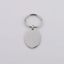 Keychains Stainless Steel Oval Charm Blank For Engrave Metal Tag Mirror Polished Wholesale 10pcs