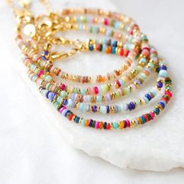 Strand 5 peças joias de praia boêmia coloridas concha natural disco frisado pulseiras boho para mulheres presentes para meninas