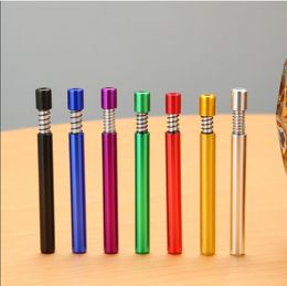 Smoking Pipes Aluminum 7-color color metal pipe press spring simple straight pipe tobacco