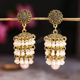 Vintage Multilayered Pearl Earring For Women Handmade Hanging Beaded Tassel Drop Dangle Earrings Ethnic Wedding Indian Jewelry