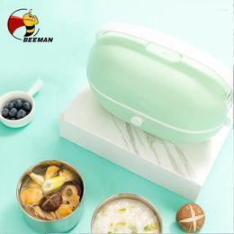 Dinnerware Sets BEEMAN Lunch Box With Heating Electric Can Plug In Office School Self-Heating Rice Cooking Bento Container
