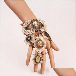 Chain Link Bracelets Fashion European And American Gothic Lace Retro Bracelet With Ring Exaggerated Gear Clock Manufacturer Dhgarden Dhqbf