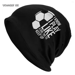 Berets Football Sports Caps Vintage Street Skullies Beanies Hat Adult Men's Knit Men Women Female Winter Warm Elastic Bonnet