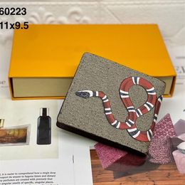 Designer Wallets Men Animal Short Wallet Leather Black Snake Tiger Bee Wallets Women Long Style Purse Wallet Card Holder With Box204k