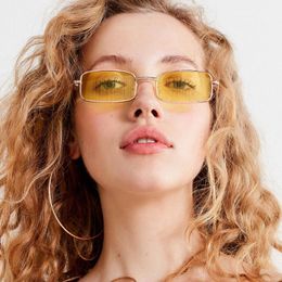 Occhiali da sole Vintage quadrata oceano color lente mirror donna femmina marca design telaio metallo vetri oculossunglasses