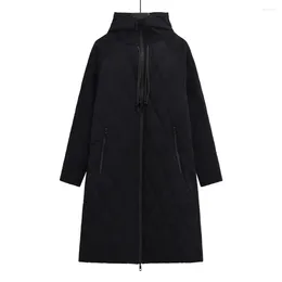 Women's Trench Coats Autumn Winter Product Female Fashion Casual Pocket Zipper Decoration Women Hooded Cotton Coat