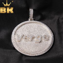 Pendant Necklaces THE BLING KING Iced Out Round Custom Font Letter Symbol Necklace Paved Cubic Zircon Men Women Hiphop Jewelry 231101